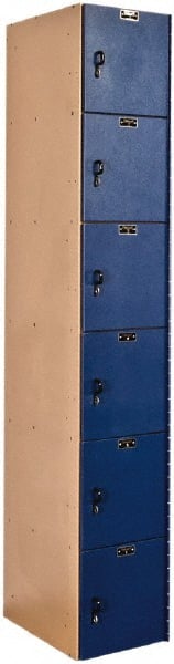 Hallowell - 6 Door, 6 Tier, Solid Plastic Locker - Industrial Tool & Supply