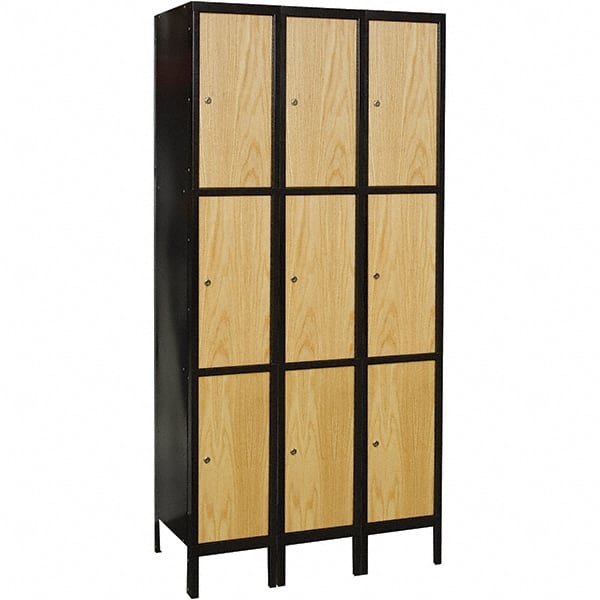Hallowell - 9 Door, 3 Tier, Premium Wardrobe Lockers - Industrial Tool & Supply