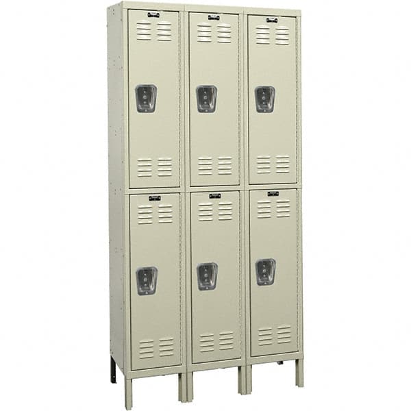 Hallowell - 6 Door, 2 Tier, Premium Wardrobe Lockers - Industrial Tool & Supply