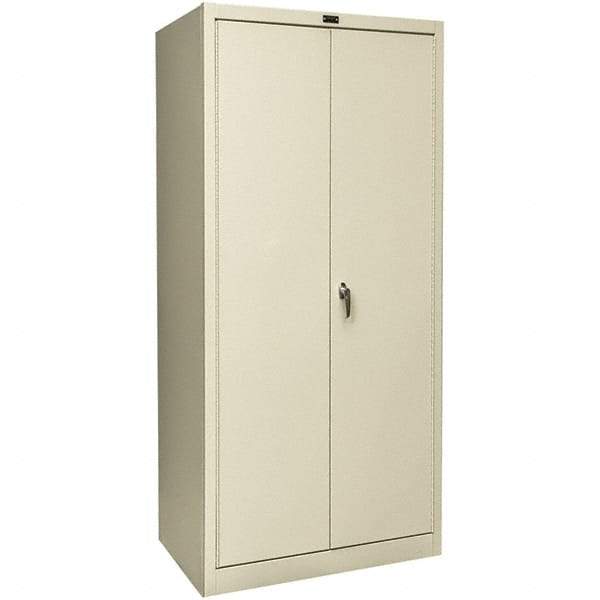 Hallowell - 4 Shelf Locking Storage Cabinet - Steel, 48" Wide x 24" Deep x 78" High, Tan - Industrial Tool & Supply