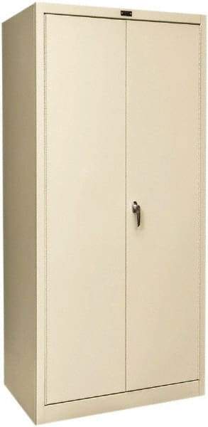 Hallowell - 4 Shelf Locking Storage Cabinet - Steel, 36" Wide x 24" Deep x 78" High, Tan - Industrial Tool & Supply