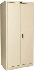 Hallowell - 4 Shelf Locking Storage Cabinet - Steel, 36" Wide x 24" Deep x 78" High, Tan - Industrial Tool & Supply