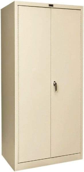 Hallowell - 1 Shelf Wardrobe Storage Cabinet - Steel, 36" Wide x 24" Deep x 78" High, Tan - Industrial Tool & Supply