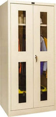 Hallowell - 1 Shelf Wardrobe Storage Cabinet - Steel, 36" Wide x 24" Deep x 78" High, Tan - Industrial Tool & Supply