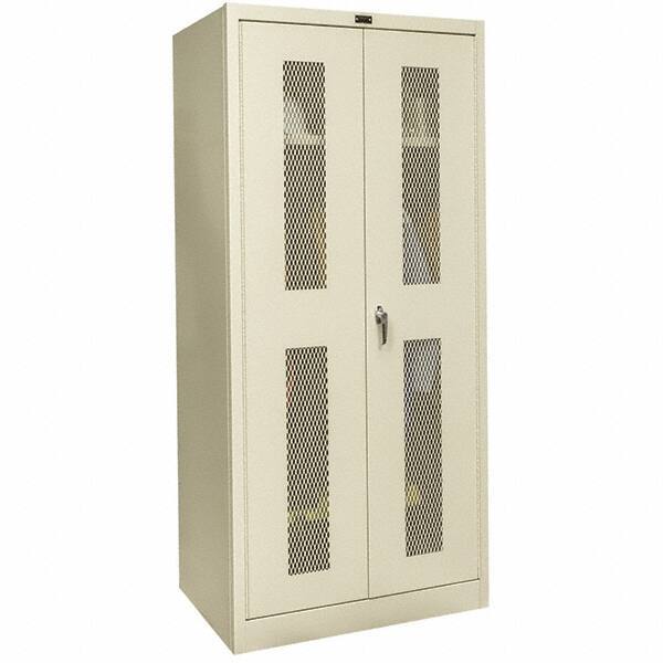Hallowell - 1 Shelf Wardrobe Storage Cabinet - Steel, 36" Wide x 18" Deep x 78" High, Tan - Industrial Tool & Supply