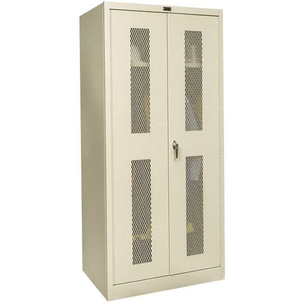 Hallowell - 1 Shelf Wardrobe Storage Cabinet - Steel, 48" Wide x 24" Deep x 78" High, Tan - Industrial Tool & Supply