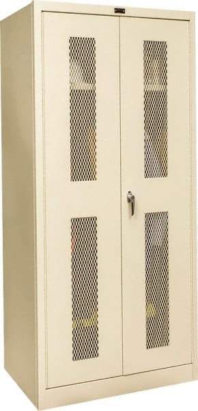 Hallowell - 1 Shelf Wardrobe Storage Cabinet - Steel, 36" Wide x 24" Deep x 78" High, Tan - Industrial Tool & Supply