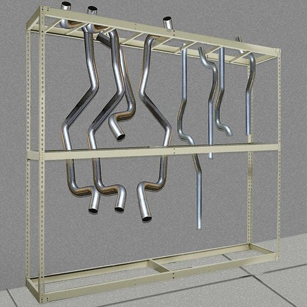 Hallowell - 3 Shelf Starter Open Steel Shelving - 600 Lb Capacity, 48" Wide x 120" High x 18" Deep, Tan - Industrial Tool & Supply