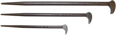 Proto - 3 Piece Rolling Head Pry Bar Set - Includes 12, 16 & 21" Lengths - Industrial Tool & Supply