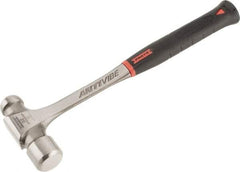 Proto - 2 Lb Head Steel Ball Pein Hammer - 14-3/4" Steel Handle with Grip, 1.61" Face Diam, 14-3/4" OAL, AntiVibe, Molded Textured Rubber Grip - Industrial Tool & Supply