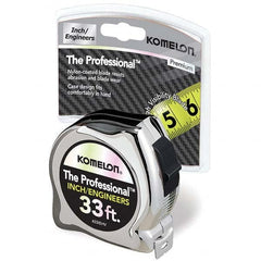 Komelon - 33' x 1" Hi-Vis Yellow/White Blade Tape Measure - Industrial Tool & Supply