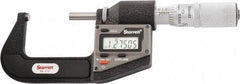Starrett - 25.4 to 50.8 mm Range, 0.0001" Resolution, Standard Throat, Electronic Outside Micrometer - 0.0001" Accuracy, Friction Thimble, Micro Lapped Carbide Face, CR2450 Battery, Includes 3V Battery - Industrial Tool & Supply