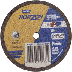 Norton - 3" Ceramic Cutoff Wheel - 0.035" Thick, 1/4" Arbor, Use with Angle Grinders - Industrial Tool & Supply