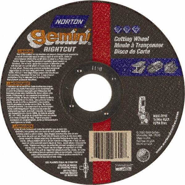 Norton - 7" Aluminum Oxide Cutoff Wheel - 0.045" Thick, 7/8" Arbor, Use with Die Grinders - Industrial Tool & Supply