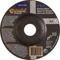 Norton - 24 Grit, 5" Wheel Diam, 1/4" Wheel Thickness, 7/8" Arbor Hole, Type 27 Depressed Center Wheel - Aluminum Oxide - Industrial Tool & Supply