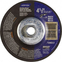 Norton - 24 Grit, 4-1/2" Wheel Diam, 1/4" Wheel Thickness, Type 27 Depressed Center Wheel - Aluminum Oxide - Industrial Tool & Supply