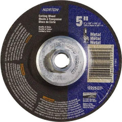 Norton - 24 Grit, 5" Wheel Diam, 5/8" Wheel Thickness, Type 27 Depressed Center Wheel - Aluminum Oxide - Industrial Tool & Supply