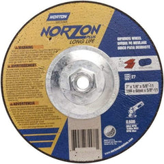 Norton - 24 Grit, 5" Wheel Diam, 1/4" Wheel Thickness, Type 27 Depressed Center Wheel - Ceramic - Industrial Tool & Supply