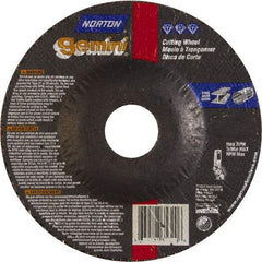 Norton - 46 Grit, 5" Wheel Diam, 3/32" Wheel Thickness, 7/8" Arbor Hole, Type 27 Depressed Center Wheel - Aluminum Oxide - Industrial Tool & Supply