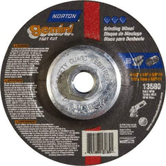 Norton - 24 Grit, 4-1/2" Wheel Diam, 1/4" Wheel Thickness, Type 27 Depressed Center Wheel - Aluminum Oxide - Industrial Tool & Supply