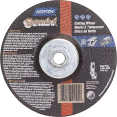 Norton - 36 Grit, 4-1/2" Wheel Diam, 1/8" Wheel Thickness, Type 27 Depressed Center Wheel - Aluminum Oxide, 13,580 Max RPM - Industrial Tool & Supply