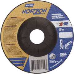 Norton - 24 Grit, 4-1/2" Wheel Diam, 1/8" Wheel Thickness, 7/8" Arbor Hole, Type 27 Depressed Center Wheel - Ceramic, 13,580 Max RPM - Industrial Tool & Supply