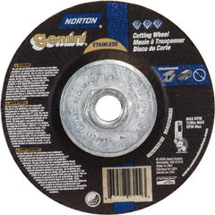 Norton - 36 Grit, 4-1/2" Wheel Diam, 3/32" Wheel Thickness, Type 27 Depressed Center Wheel - Aluminum Oxide - Industrial Tool & Supply