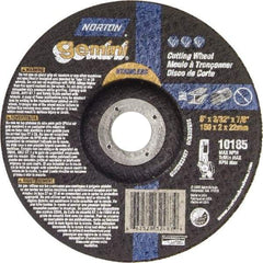 Norton - 36 Grit, 6" Wheel Diam, 3/32" Wheel Thickness, 7/8" Arbor Hole, Type 27 Depressed Center Wheel - Aluminum Oxide - Industrial Tool & Supply
