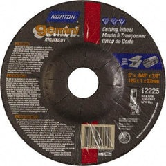 Norton - 46 Grit, 5" Wheel Diam, 7/8" Arbor Hole, Type 27 Depressed Center Wheel - Aluminum Oxide - Industrial Tool & Supply
