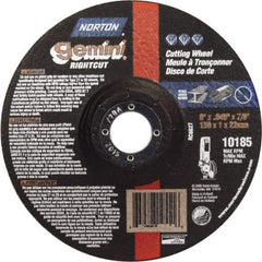 Norton - 46 Grit, 6" Wheel Diam, 7/8" Arbor Hole, Type 27 Depressed Center Wheel - Aluminum Oxide - Industrial Tool & Supply