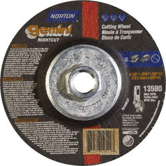 Norton - 46 Grit, 4-1/2" Wheel Diam, Type 27 Depressed Center Wheel - Aluminum Oxide - Industrial Tool & Supply