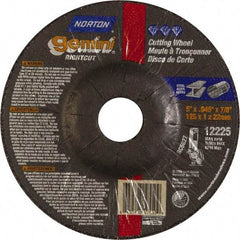 Norton - 46 Grit, 5" Wheel Diam, 7/8" Arbor Hole, Type 27 Depressed Center Wheel - Aluminum Oxide - Industrial Tool & Supply