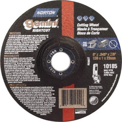 Norton - 46 Grit, 6" Wheel Diam, 7/8" Arbor Hole, Type 27 Depressed Center Wheel - Aluminum Oxide - Industrial Tool & Supply