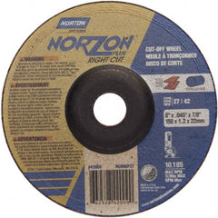 Norton - 46 Grit, 6" Wheel Diam, 7/8" Arbor Hole, Type 27 Depressed Center Wheel - Industrial Tool & Supply