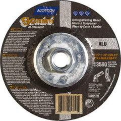 Norton - 24 Grit, 4-1/2" Wheel Diam, 1/8" Wheel Thickness, Type 27 Depressed Center Wheel - Aluminum Oxide, 13,580 Max RPM - Industrial Tool & Supply