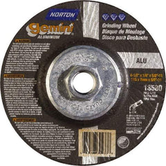 Norton - 24 Grit, 4-1/2" Wheel Diam, 1/4" Wheel Thickness, Type 27 Depressed Center Wheel - Aluminum Oxide, 13,580 Max RPM - Industrial Tool & Supply