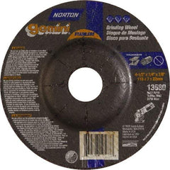 Norton - 24 Grit, 4-1/2" Wheel Diam, 1/4" Wheel Thickness, 7/8" Arbor Hole, Type 27 Depressed Center Wheel - Aluminum Oxide - Industrial Tool & Supply