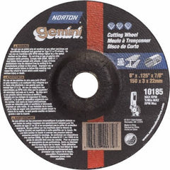 Norton - 36 Grit, 6" Wheel Diam, 1/8" Wheel Thickness, 7/8" Arbor Hole, Type 27 Depressed Center Wheel - Aluminum Oxide - Industrial Tool & Supply