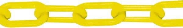 PRO-SAFE - 50' Long x 2" Wide Plastic Chain - Yellow - Industrial Tool & Supply
