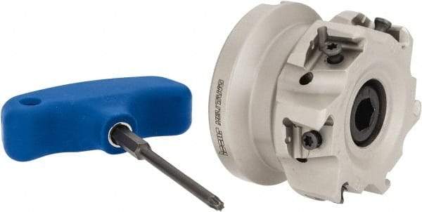 Iscar - 6 Inserts, 2-1/2" Cut Diam, 1" Arbor Diam, 0.492" Max Depth of Cut, Indexable Square-Shoulder Face Mill - 0/90° Lead Angle, 1-3/4" High, T490 LN.T 1306 Insert Compatibility, Through Coolant, Series Helitang - Industrial Tool & Supply