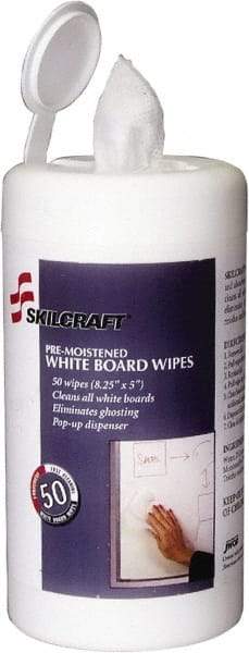 Ability One - Pre-Moistened White Board Wipes - Center Pull, 4-1/4" x 6-1/4" Sheet Size, White - Industrial Tool & Supply