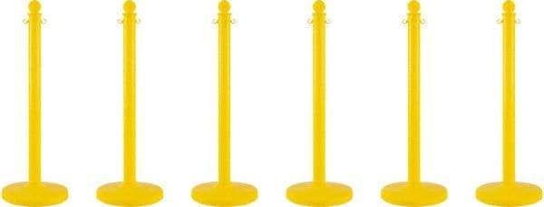 PRO-SAFE - 40" High, 2-1/2" Pole Diam, Warning Post - 14" Base Diam, Round Plastic Base, Yellow Plastic Post, For Outdoor Use - Industrial Tool & Supply