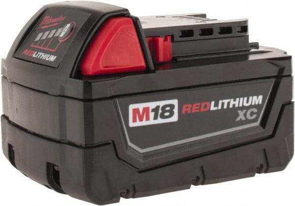 Milwaukee Tool - 18 Volt Lithium-Ion Power Tool Battery - 4 Ahr Capacity, 1-1/2 hr Charge Time, Series M18 XC RED - Industrial Tool & Supply