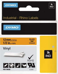 Dymo - 216" Long, Black on Orange Label Printer Cartridge - For DYMO Brand Labeling Equipment Designed for "D1" Tapes (Check Width Compatibility), RHINO 4200, 5200, 6000, 6500, 5000 - Industrial Tool & Supply