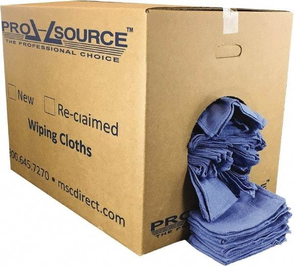 PRO-SOURCE - 25 Inch Long x 16 Inch Wide Virgin Cotton Rags - Blue, Huck, Lint Free, 50 Lbs. at 5 to 7 per Pound, Box - Industrial Tool & Supply