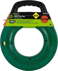 Greenlee - 100 Ft. Long x 3/16 Inch Wide, Nylon Fish Tape - 250 Lb. Pulling Strength, Includes Case - Industrial Tool & Supply