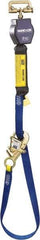 DBI/SALA - 9' Long, 420 Lb Capacity, 1 Leg Single Leg Harness Self-Retracting Lifeline - 25/32" Diam, Dyneema & Polyester Webbing, Tie-Back Snap Hook Anchorage Connection - Industrial Tool & Supply