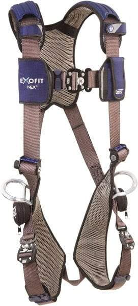 DBI/SALA - 420 Lb Capacity, Size L, Full Body Vest Safety Harness - Polyester Webbing, Side D-Ring, Quick Connect Leg Strap, Quick Connect Chest Strap, Blue/Gray - Industrial Tool & Supply