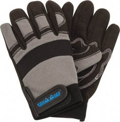 PRO-SAFE - Size L (9) Synthetic Synthetic Leather General Protection Work Gloves - For Mechanic's & Lifting, Uncoated, Hook & Loop Cuff, Full Fingered, Black/Gray, Paired - Industrial Tool & Supply