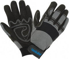 PRO-SAFE - Size S (7) Synthetic Synthetic Leather General Protection Work Gloves - For Mechanic's & Lifting, Uncoated, Hook & Loop Cuff, Full Fingered, Black/Gray, Paired - Industrial Tool & Supply